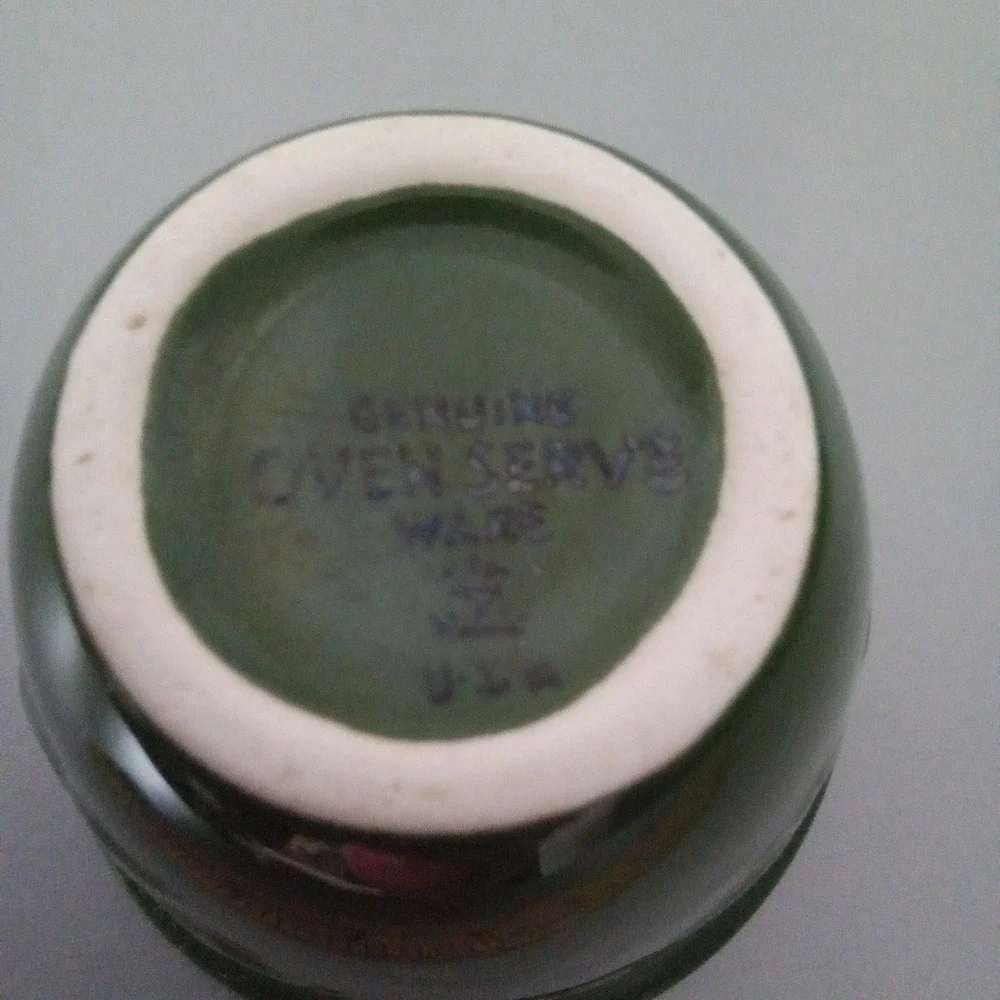 Vintage Genuine Oven Serve Ware Green Ramekin Custard Cup USA Made Stoneware